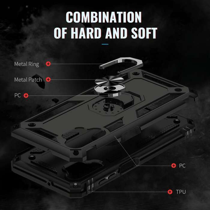 For Samsung Galaxy A13 4G Shockproof TPU + PC Phone Case with Holder(Black)