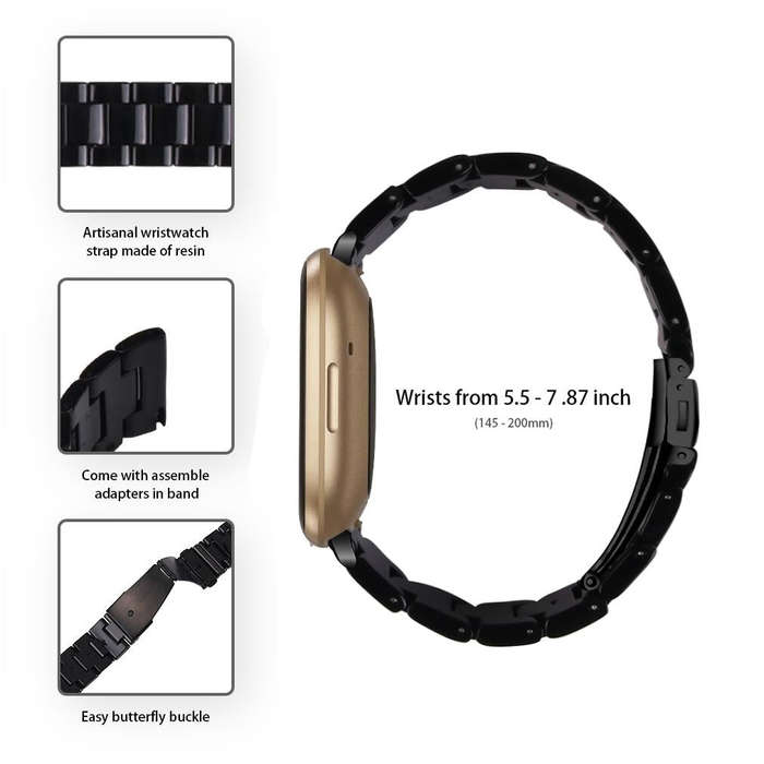 For Fitbit Versa 4 / Sense 2 Universal Resin Watch Band(Black)