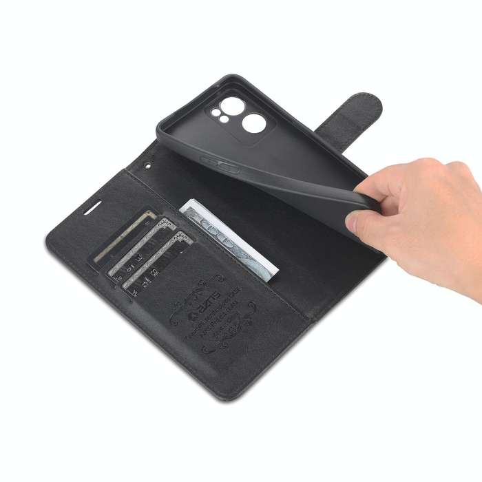 For OPPO Reno7 5G AZNS Sheepskin Texture Flip Leather Phone Case(Black)