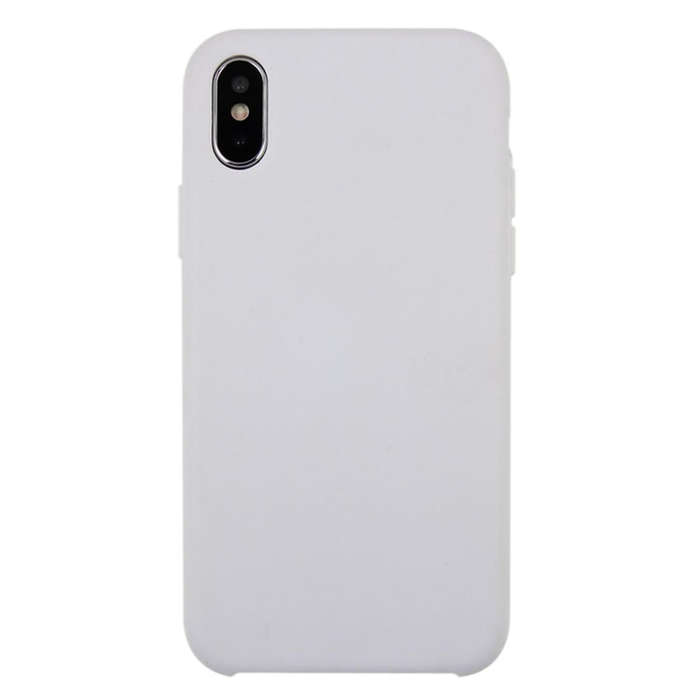 For iPhone X / XS Pure Color Liquid Silicone + PC Dropproof Protective Back Cover Case(White)
