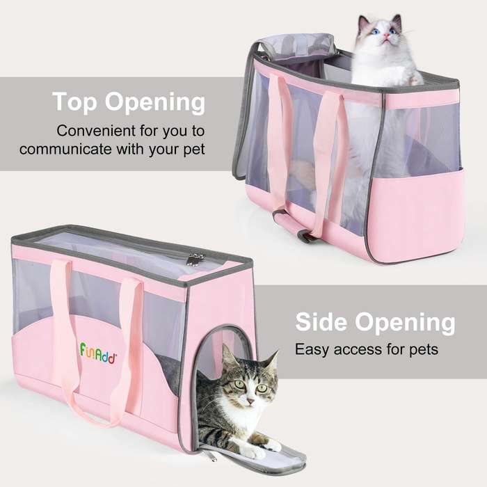 FUNADD Portable Breathable Pet Bag Outdoor Shoulder Tote Bag (Pink)