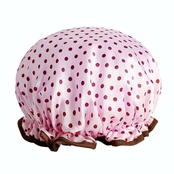 Thick Waterproof Bath Hat Double Layer Shower Hair Cover Women Supplies Shower Caps, Size:28cm(Pi...