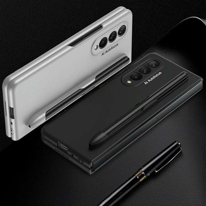 For Samsung Galaxy Z Fold3 5G GKK Ultra-thin Full Coverage Phone Flip Case with Pen Slot(Black)
