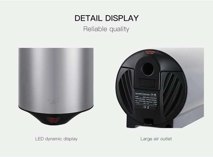 304 Stainless Steel Automatic SensorJet Hand Dryer High Speed Airflow for Home Hotel Airport Hand...