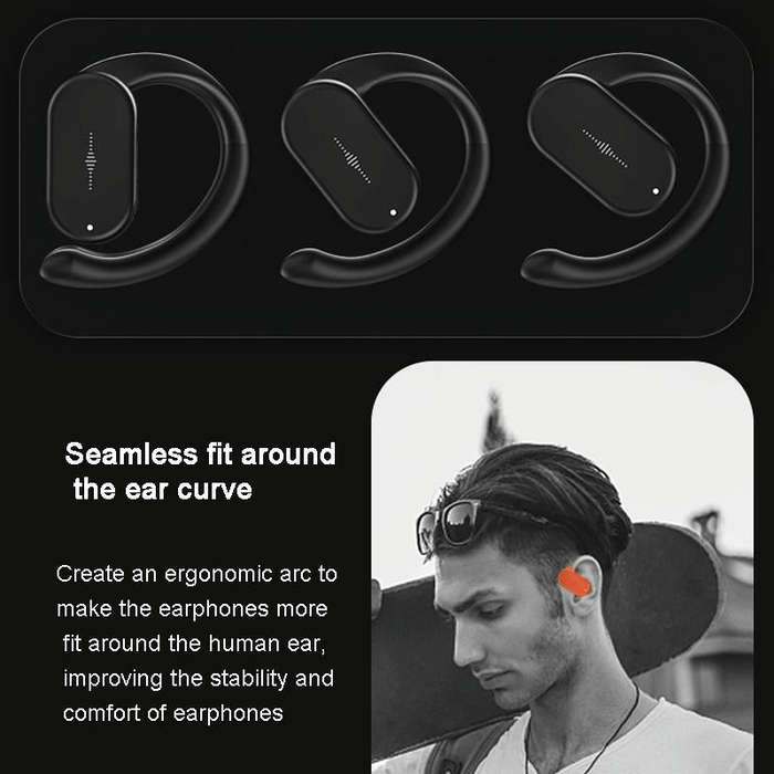 HD313 Earhook OWS Noise Reduction Bluetooth Earphone Subwoofer Sport Wireless Headset(Black)