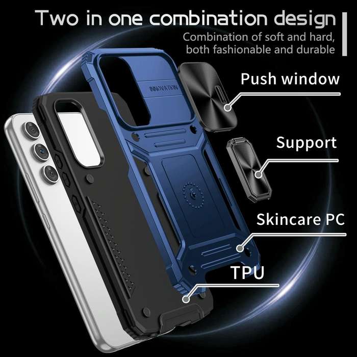 For Samsung Galaxy A54 5G Camshield Robot TPU Hybrid PC Phone Case(Blue)