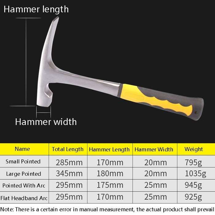 Geological Exploration Tool Multi-Function Hardware Hammer, Style: Large