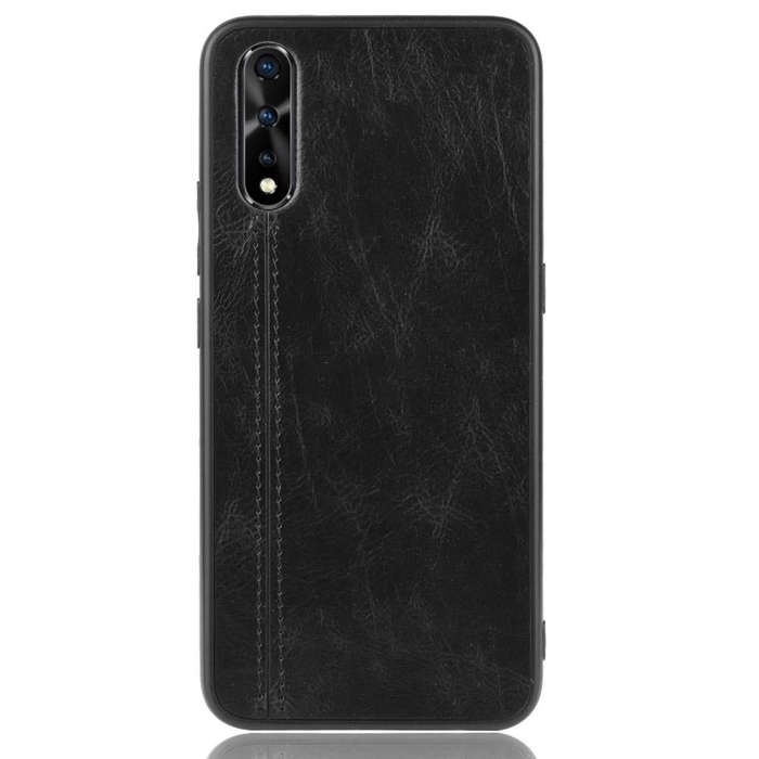 For Vivo S1/iQOO Neo/Y7s Shockproof Sewing Cow Pattern Skin PC + PU + TPU Case(Black)