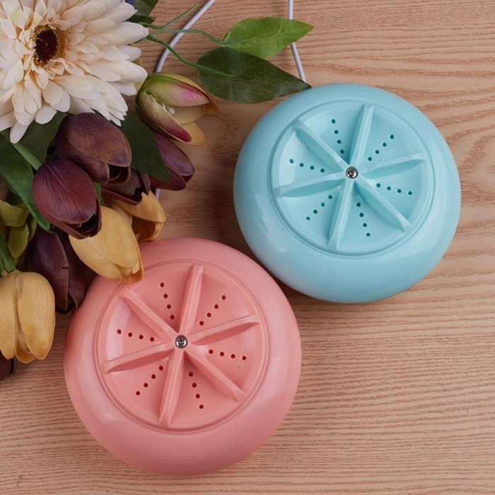 Macaroon Portable Mini Turbine Washing Machine Ultrasonic Washer(Pink)