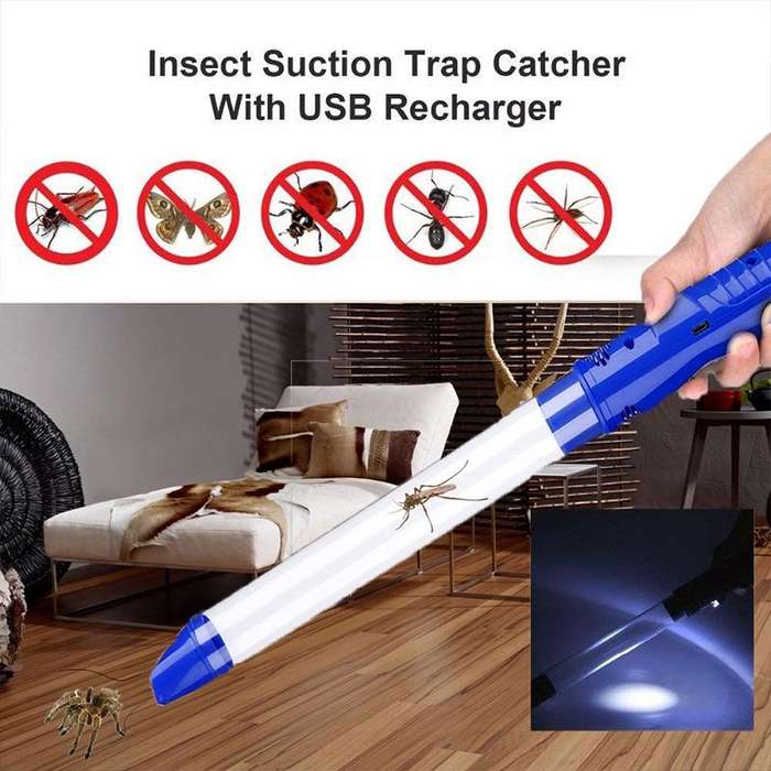 SK818 USB Charging Insects Bugs Suction Traps Electric Pest Spider Catcher with LED Light(Blue)