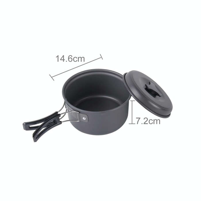 DS-500 Outdoor Camping Ultra Light Weight 15 Piece Cookware Stackable Set for 4-5 People, Size: L...