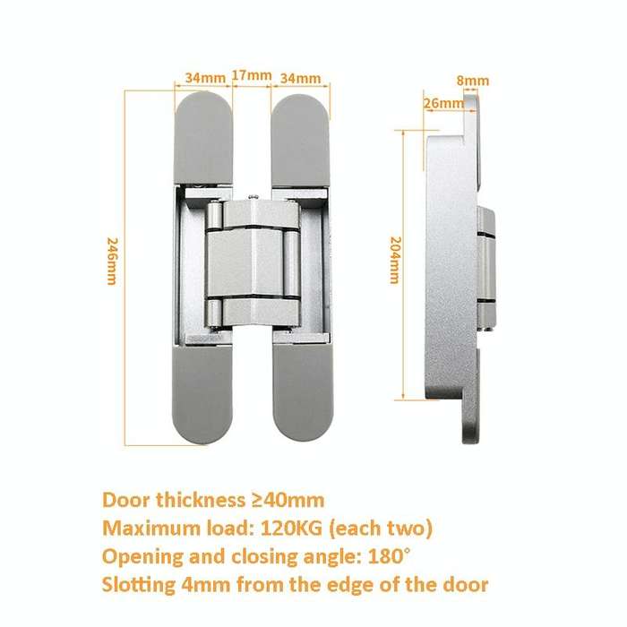 Three-Dimensional Adjustable Cross Hinge Folding Door Concealed Hinge, Specification: No. 5 Dumb ...
