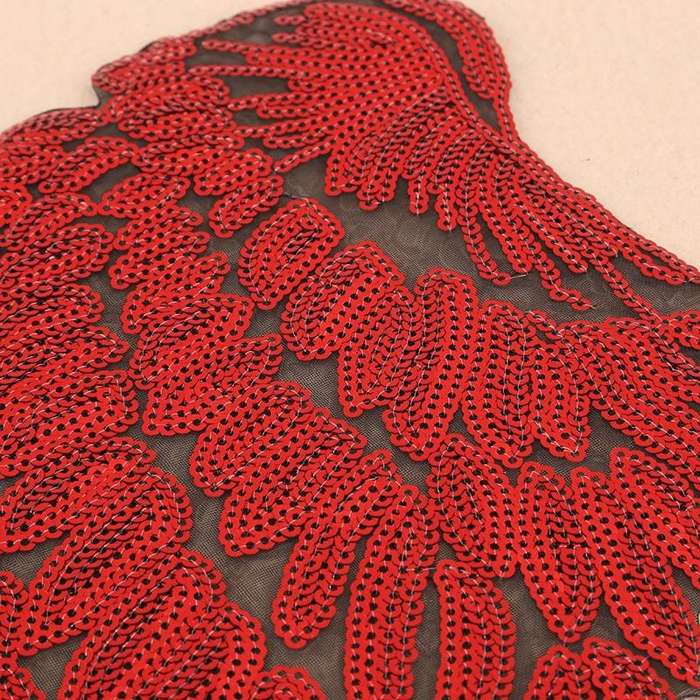 Royal Blue A Pair Sequin Feather Wing Shape Clothing Patch Sticker DIY Clothing Accessories, Size...