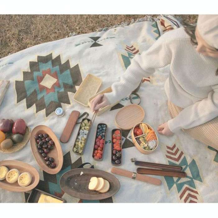 Wood Environmental Protection Tableware Portable Lunch Box Bento Box, Style:Single Layer(Paint Co...