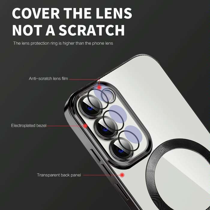 For Samsung Galaxy S23 5G CD Texture Plating TPU MagSafe Phone Case with Lens Film(Black)
