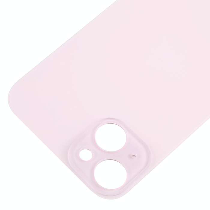For iPhone 15 Plus Easy Replacement Big Camera Hole Glass Back Battery Cover(Pink)
