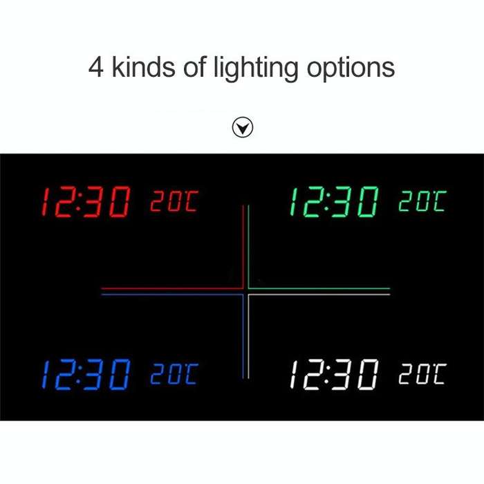Multicolor Sounds Control Wooden Clock Modern Digital LED Desk Alarm Clock Thermometer Timer Wood...