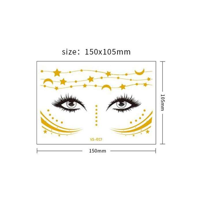 20 PCS Waterproof Bronzing Face Tattoo Stickers Party Masquerade Face Stickers(VS-032)