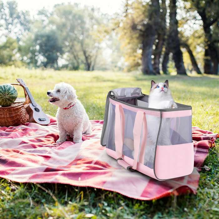 FUNADD Portable Breathable Pet Bag Outdoor Shoulder Tote Bag (Pink)