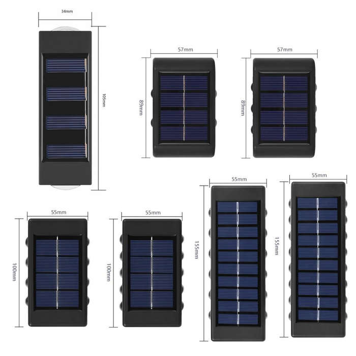 2LED NiMH Solar Wall Lamp Outdoor Waterproof Up And Down Double-headed Spotlights(Warm Light)