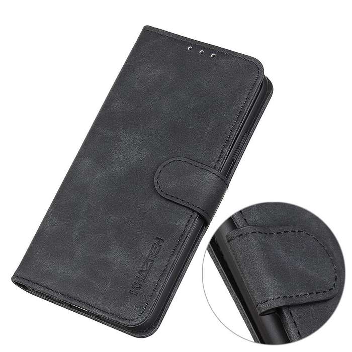 For vivo Y35 4G / Y22s KHAZNEH Retro Texture PU + TPU Horizontal Flip Leather Case(Black)