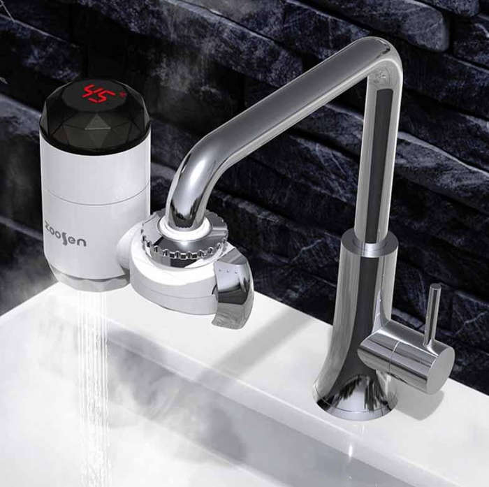 Zoosen Electric Hot Water Faucet Connection Type Instant Hot Water Faucet EU Plug, Style:With sho...
