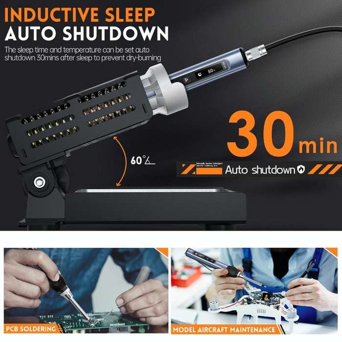 FNIRSI HS-01 Smart Soldering Iron Digital Display Portable Mini Soldering Station(Blue KR)