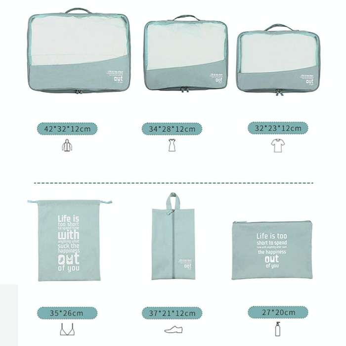 RH2203 6 In 1 Travel Portable Storage Bag Set Without Suitcase(Navy Blue)