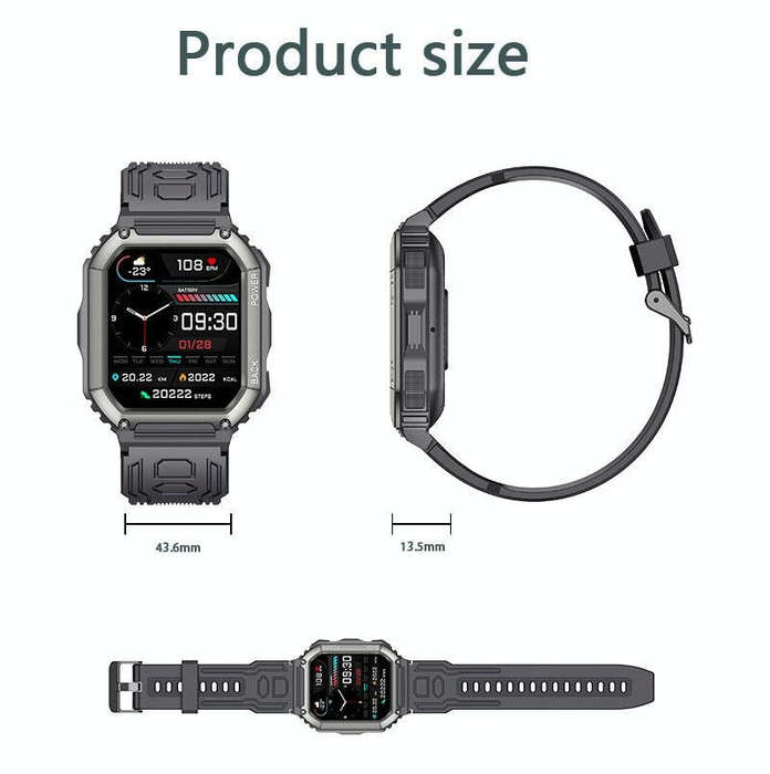 KR06 1.8 Inch Heart Rate Blood Pressure Monitoring Smart Calling Watch(Black)