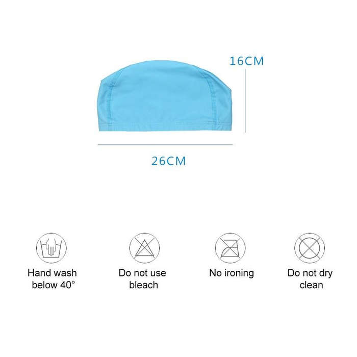 Adult Waterproof PU Coating Stretchy Swimming Cap Keep Long Hair Dry Ear Protection Swim Cap (Blue)