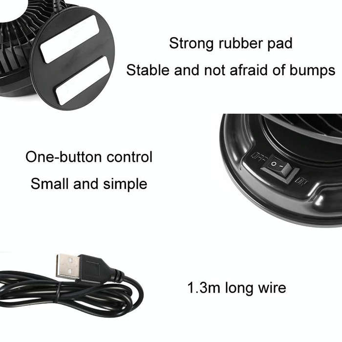 F612 5W Car Rotatable Turntable Silent Fan(12V Cigarette Lighter)