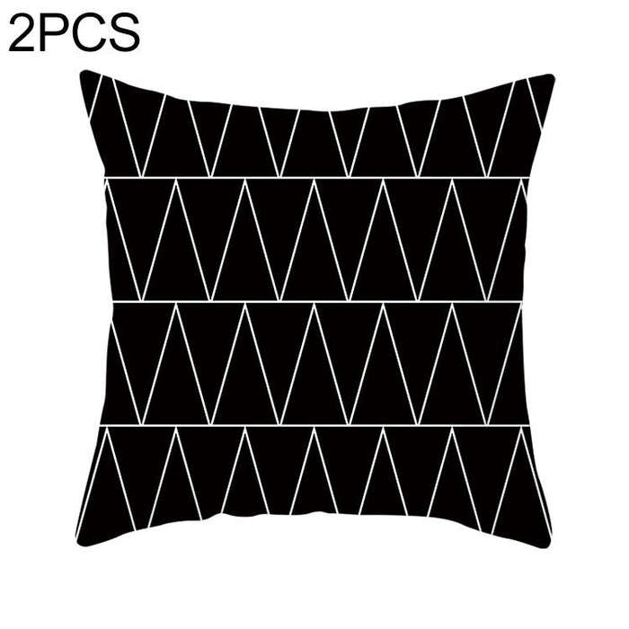 2 PCS Black and White Simple and Modern Geometric Abstract Decorative Pillowcases Polyester Throw...