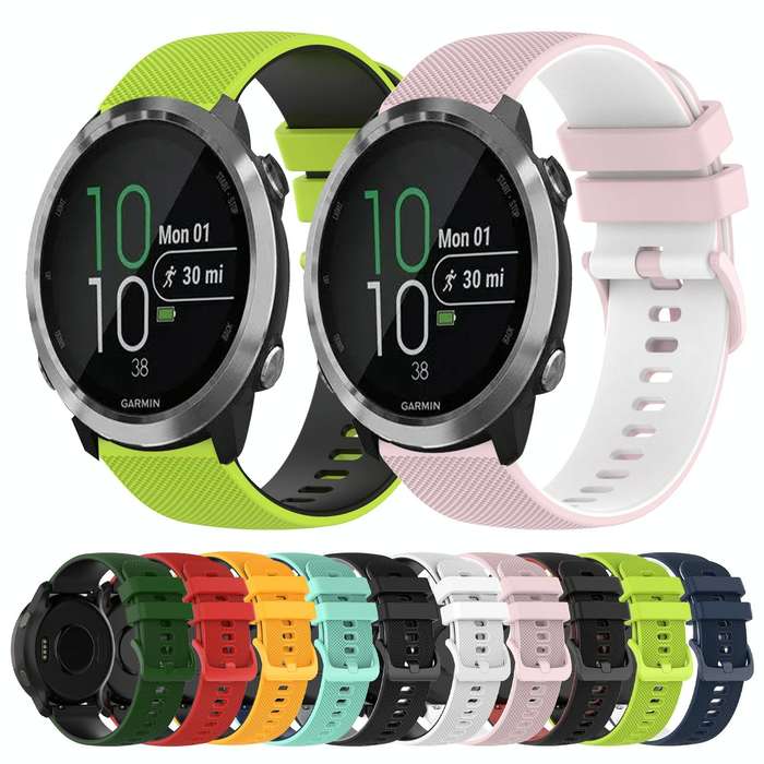 For Garmin Forerunner 645 20mm Checkered Two-Color Silicone Watch Band(Dark Blue+White)