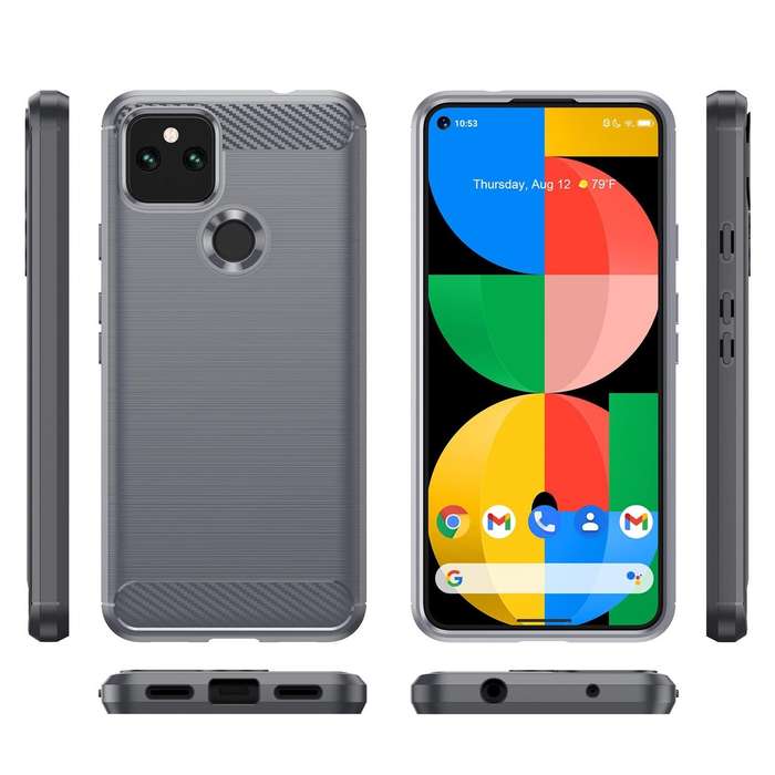 For Google Pixel 5 Brushed Texture Carbon Fiber TPU Case (Grey)