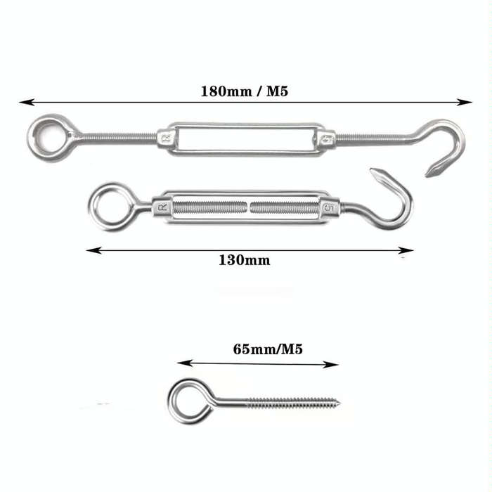 Flower Basket Screws 304 Stainless Steel Wire Rope Hook Tensioner, Specification:M10(Silver)