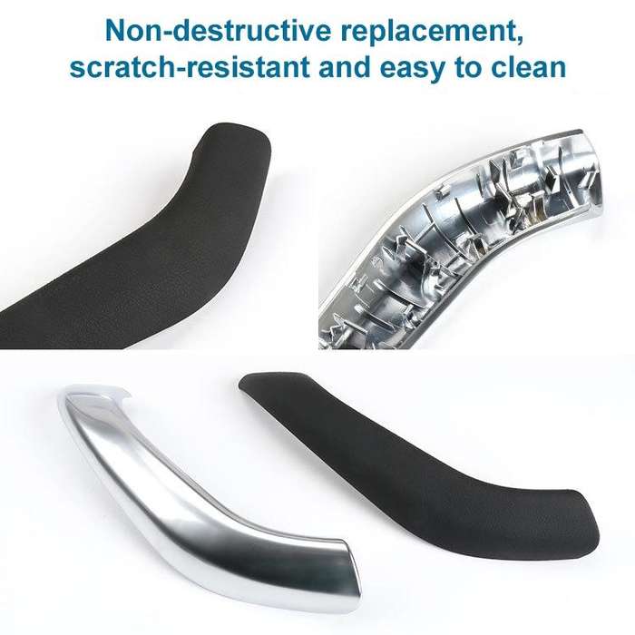 1 Pair Car Inside Doors Handle Pull Trim Cover 51417417513 for BMW X1 2016-, Left Driving (Silver)
