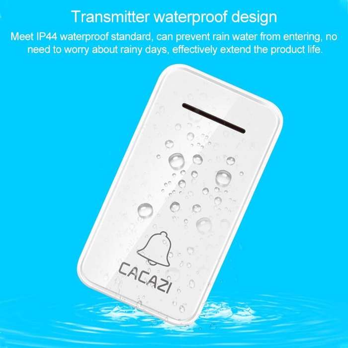 CACAZI FA8 Self-Powered Wireless Doorbell, EU Plug(Black)