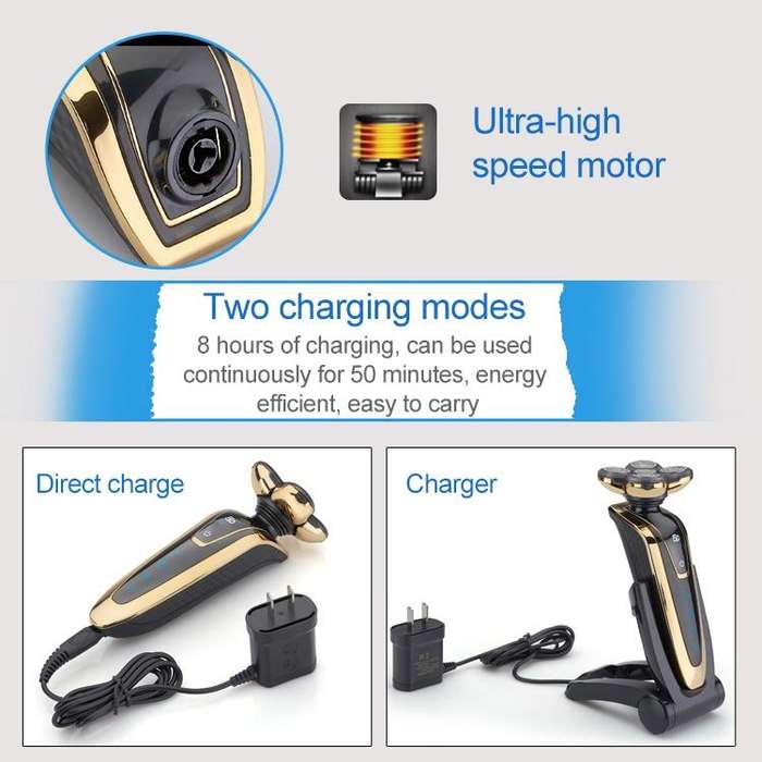 Men Electric Shaver Rechargeable Shaving Machine Waterproof Razor(Silver Grey)