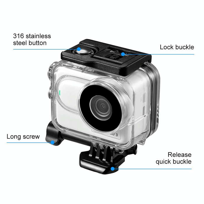 For Insta360 GO 3  / GO 3SPULUZ 60m Underwater Waterproof Housing Case with Base Adapter & Screw ...