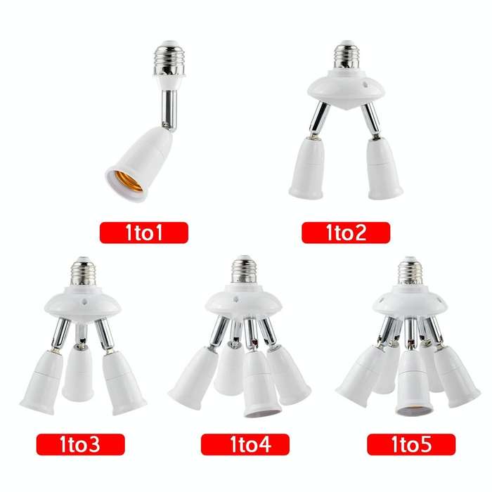E27 to E27 Splitter Adjustable LED Light Bulb Holder Adapter Converter Socket Light Bulb Holder, ...