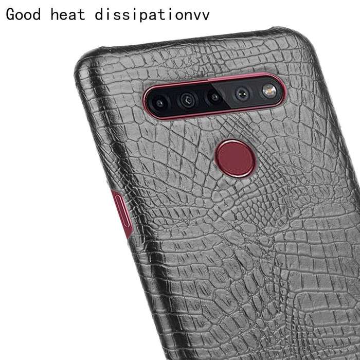 For LG K51S Shockproof Crocodile Texture PC + PU Case(Black)