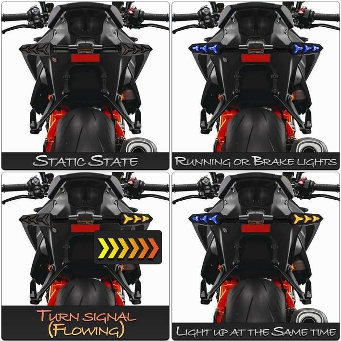 2 PCS KC031 Motorcycle Universal Flashing LED Turn Signal Brake Light(Yellow + Blue Light)