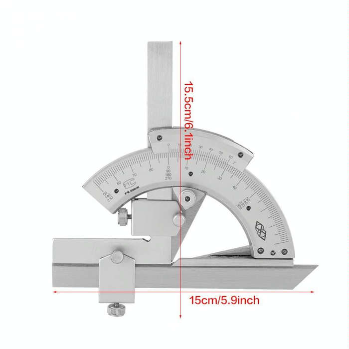 High Carbon Steel Non-parallax Trimmer Protractor Angle Measuring Ruler