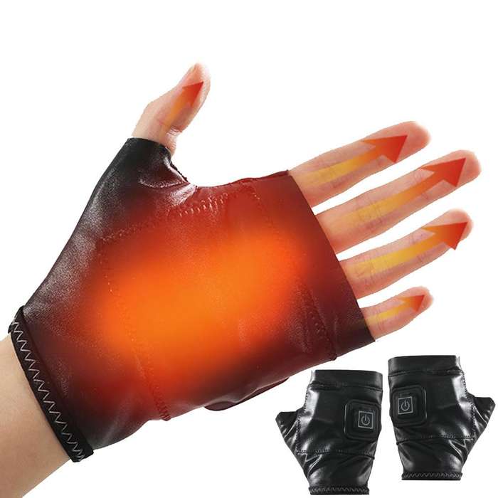 1 Pair Adjustable Temperature Rechargeable Intelligent Electric Heating Gloves Half Finger Gloves...
