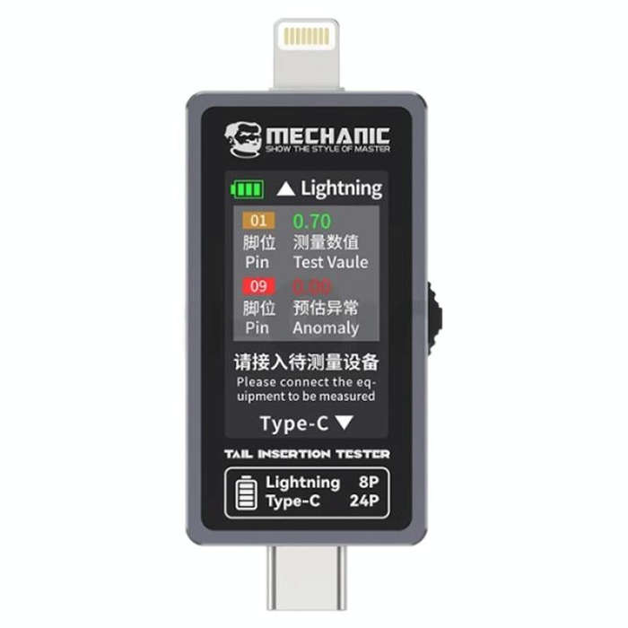 Mechanic T-824 Type-C to Lightning High Precision Digital Display Tail Insertion Tester