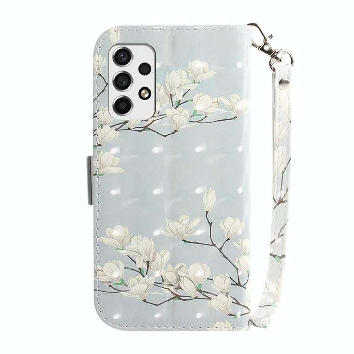 For Samsung Galaxy A73 5G 3D Colored Horizontal Flip Leather Phone Case(Magnolia)