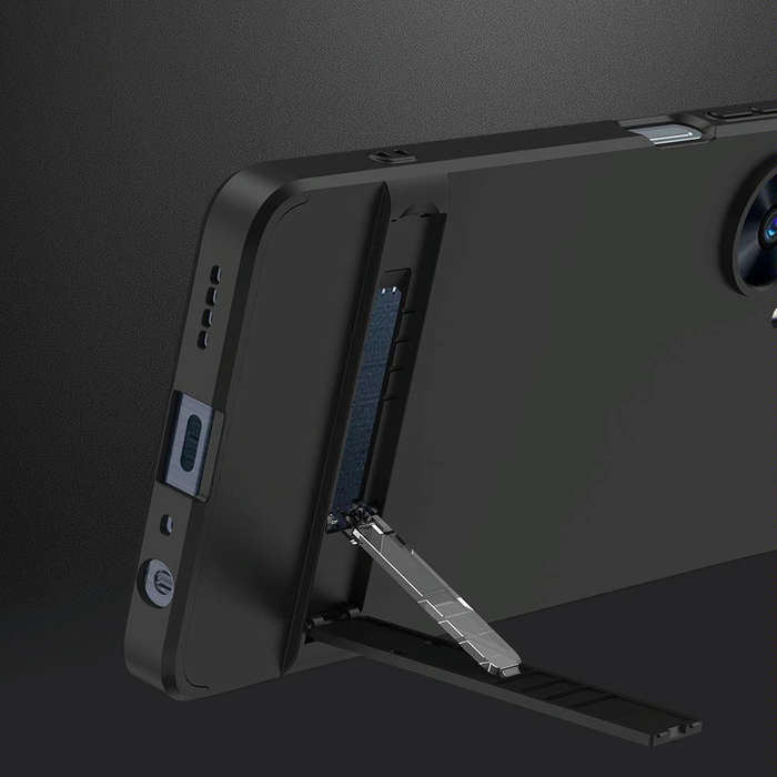 For Realme C55 GKK Three Stage Splicing Full Coverage PC Phone Case with Stand(Black)