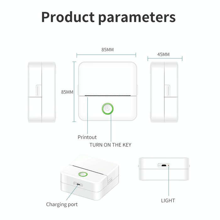 X6 200DPI Student Homework Printer Bluetooth Inkless Pocket Printer Pink 5 Printer Papers+5 Sicke...