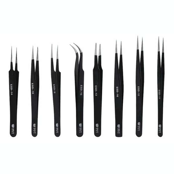 BEST BST-10 Precision Anti-static ESD Stainless Steel Tweezers
