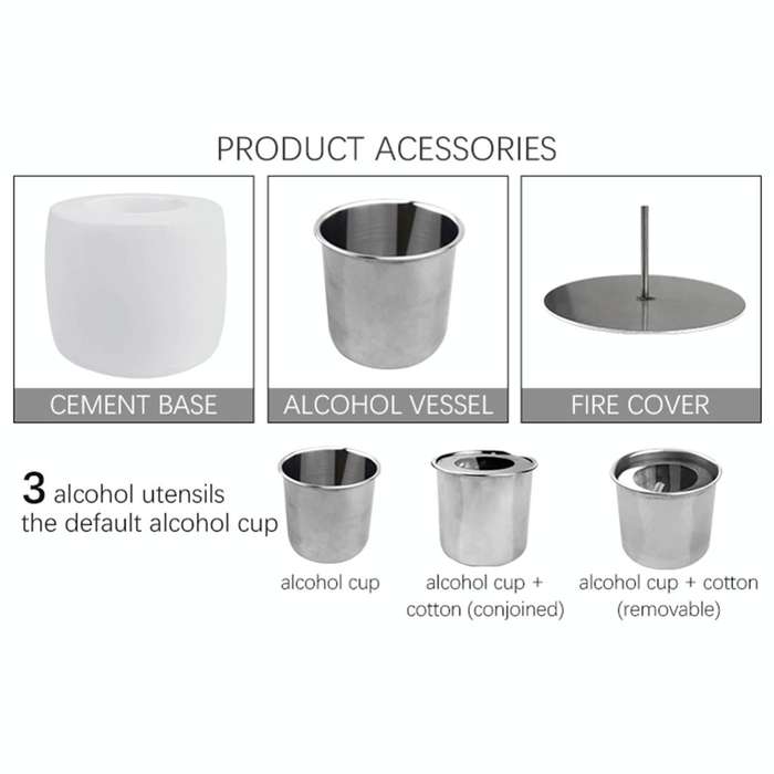 Tabletop Alcohol Fireplace Lamp Flame Heater Portable Outdoor Concrete Small Fireplace(Black)